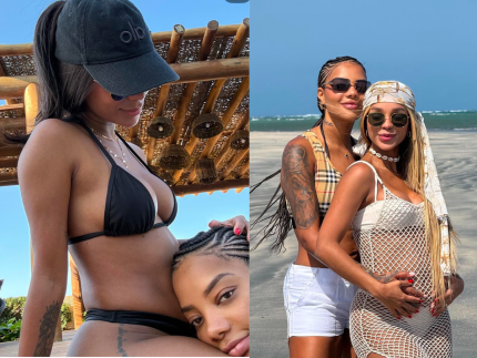 Ludmilla abre álbum de fotos e posa abraçada à barriga de Brunna Gonçalves