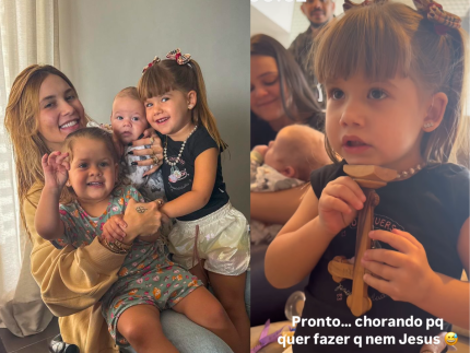 Maria Alice, filha de Virginia, chora e diz que quer morrer na cruz como Jesus