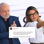 Janja tranquiliza sobre recuperação do presidente Lula