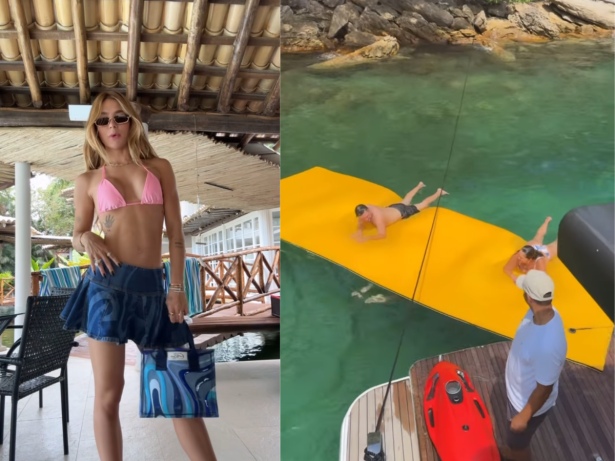 Virginia curte passeio de barco com a família em Angra dos Reis