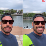 Cauã Reymond aproveita momento de folga para surfar em praia do Rio