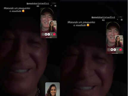 Após negar crise, mulher de Amado mostra chamada de vídeo com cantor: “Saudade”