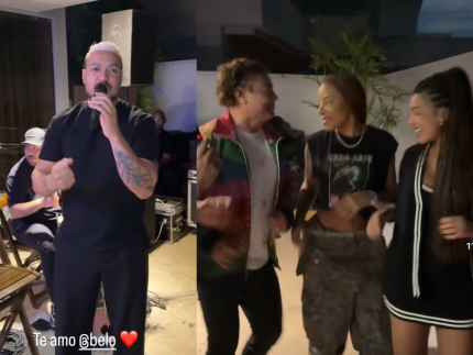 Ludmilla faz resenha em casa com direito a show privado de Belo: “Meu ídolo”