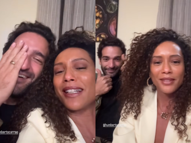 Taís Araujo ensina truque para Humberto Carrão disfarçar “cabeça grande” em foto