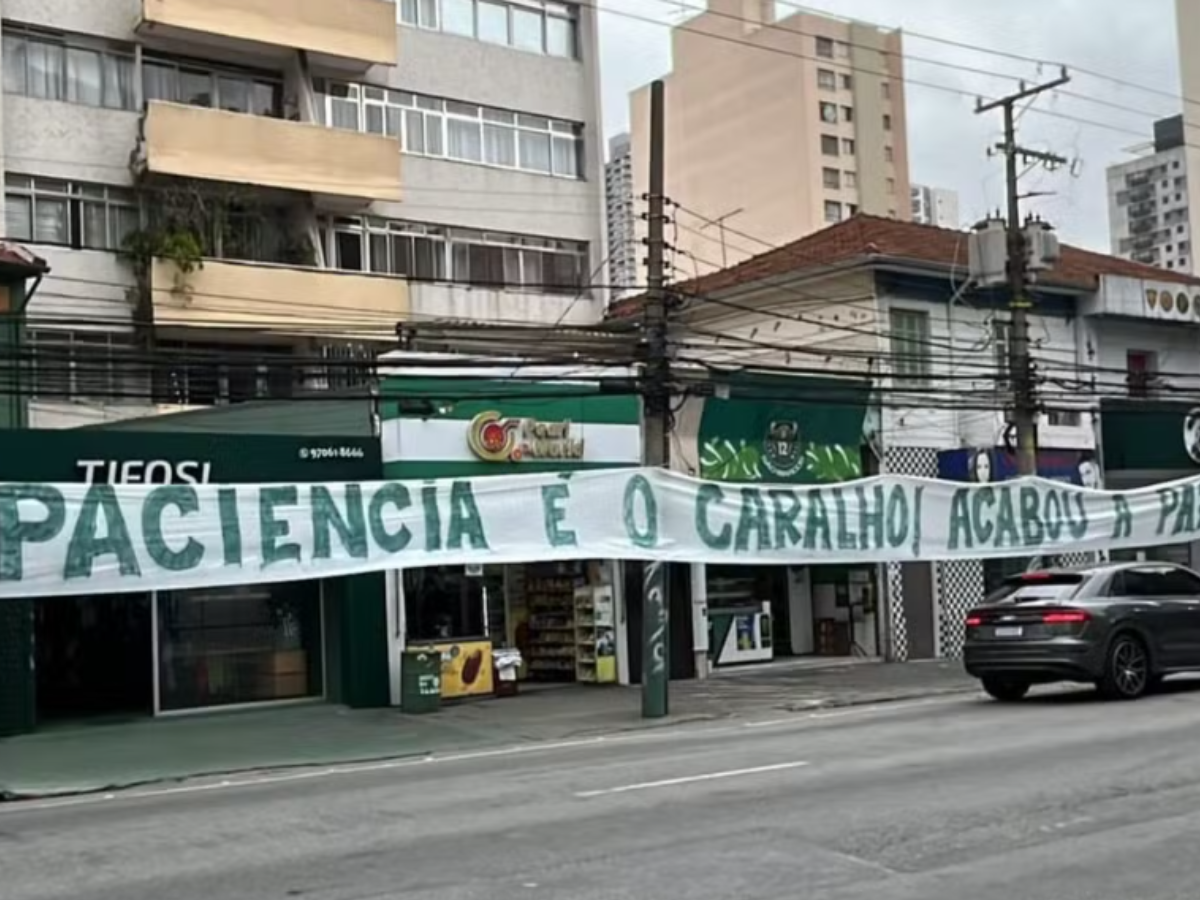 Torcedores do Palmeiras fazem novo protesto em frente ao Allianz Parque/ Reprodução/Cedido ao ge