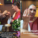 Mãe de Virginia ganha aliança de compromisso de namorado 20 anos mais novo