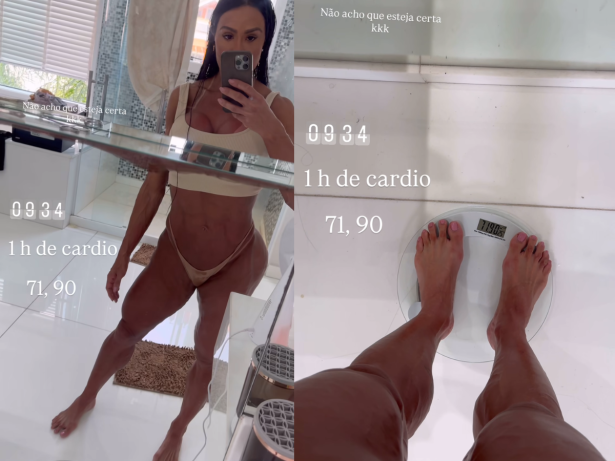 Gracyanne Barbosa mostra que perdeu 15kg desde o início do Dança dos Famosos