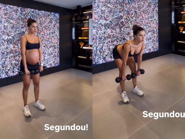 Grávida de 6 meses, Mariana Rios faz treino intenso e exibe barrigão