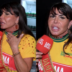 Gretchen usa coleira com nome do marido e explica ausência dele no 2º dia de Carnaval em SP
