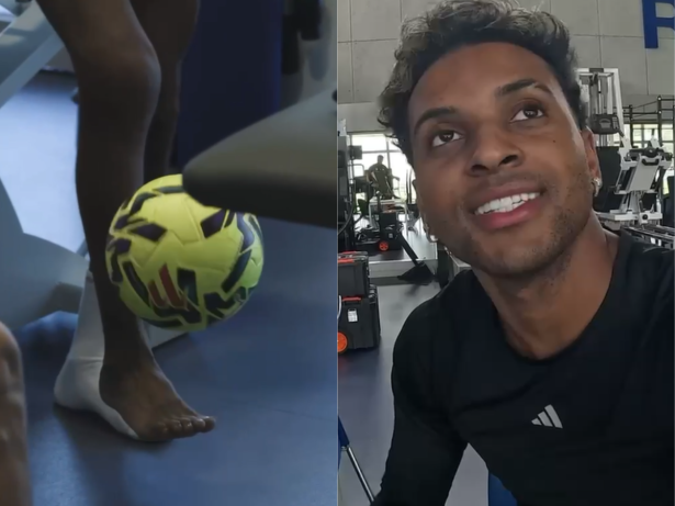 Rodrygo volta a tocar na bola seis semanas após cirurgia e celebra evolução
