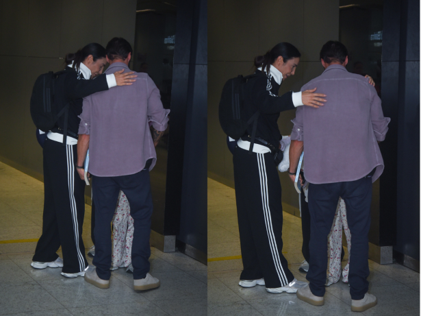 Ivete Sangalo é recebida em aeroporto pelo ex-marido, Daniel Cady, com abraço