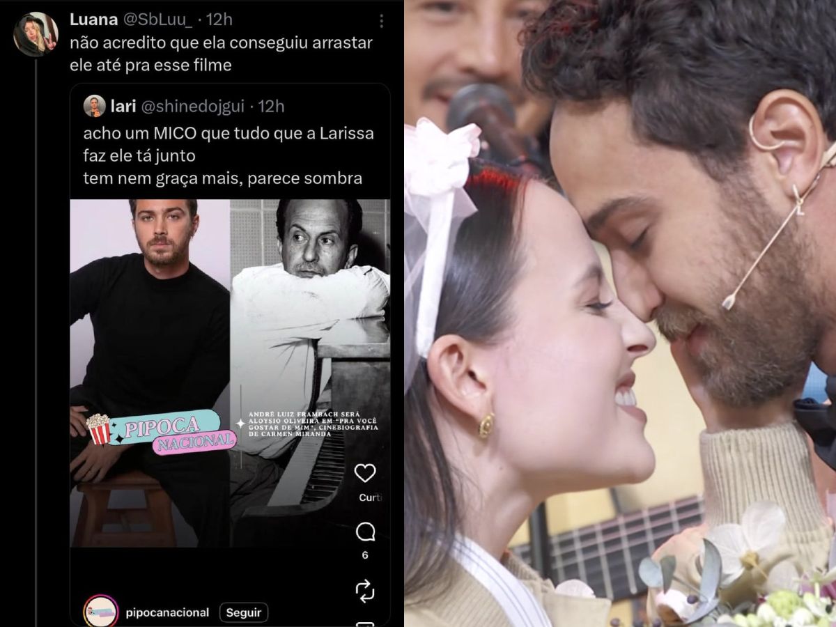 Larissa Manoela rebate críticas e defende marido em filme sobre Carmen Miranda. Reprodução: Rede Globo Larissa Manoela rebate críticas e defende marido em filme sobre Carmen Miranda. Reprodução: Rede Globo
