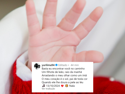 Yuri Lima celebra o nascimento de Nala, sua primeira filha com Iza