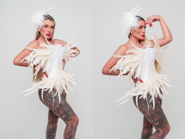 Andressa Urach faz primeiro ensaio oficial como musa da Porto da Pedra, do RJ