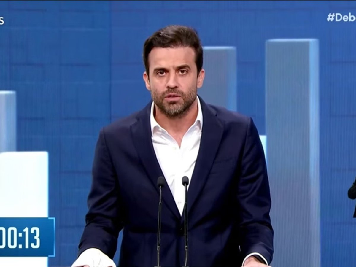 Pablo Marçal (PRTB) no debate promovido pela Record na noite deste sábado (28/09) (Record)