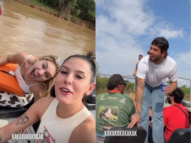 Ana Castela e Zé Felipe desembarcam no Pantanal com Poliana, Leonardo e amigos