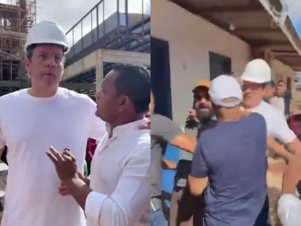 Prefeito de Macapá se irrita com jornalistas e dá ‘mata-leão’ em cinegrafista durante vistoria de obra