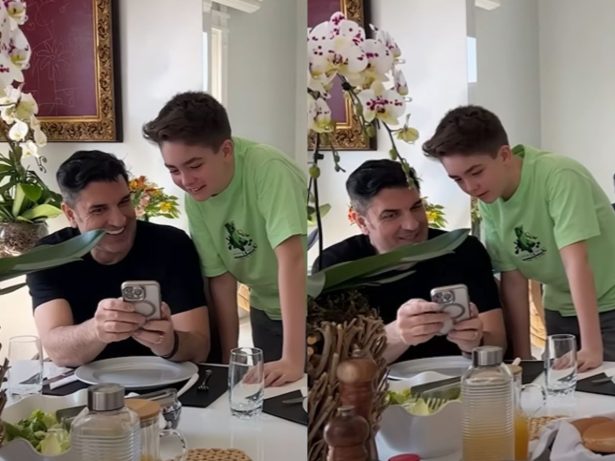 Ana Hickmann compartilha reencontro de Alezinho com Edu Guedes após alta hospitalar