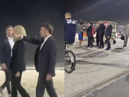 Emmanuel Macron caminha em Copacabana antes do G20 com líderes globais no Brasil