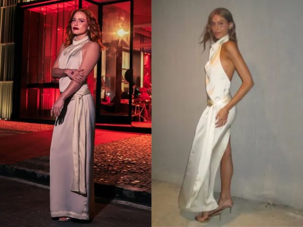 Ruiva, Adriana usa vestido de R$ 2,8 mil da grife de Sasha em “Quem Ama Cuida”