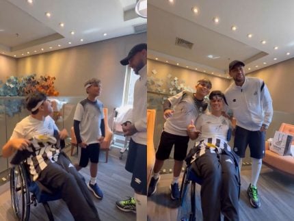 Neymar surpreende torcedor do Santos com paralisia cerebral