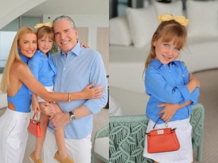 Aos 5 anos, caçula de Roberto Justus posa com bolsa de grife avaliada em R$14 mil