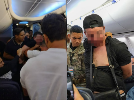 Homem tenta abrir porta de avião em aterrissagem, resiste e é agredido. Veja!