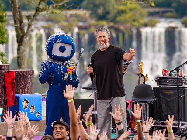 Marcos Mion grava especial do “Caldeirão” em Foz do Iguaçu com Belo e Gil do Vigor
