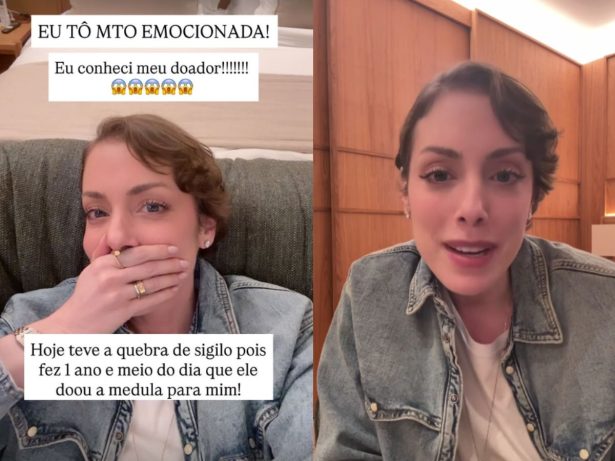 Emocionada, Fabiana Justus conhece doador de medula após quebra de sigilo
