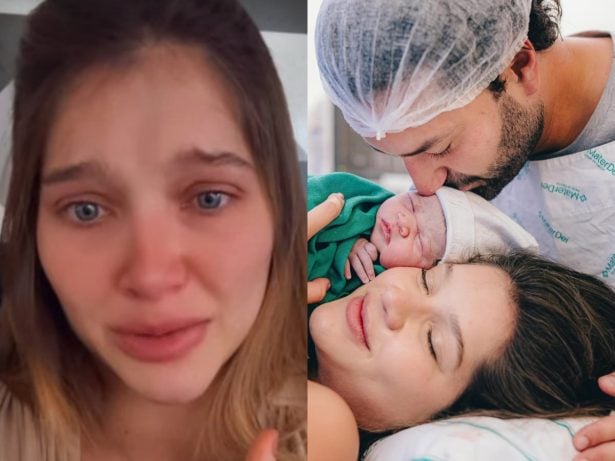 Filha de Leandro surge aos prantos por medo de infectar filha recém-nascida com doença