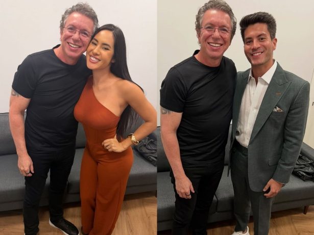 Reencontro de ex-BBBs: Boninho posa com Isabelle Nogueira e Arthur Aguiar em SP