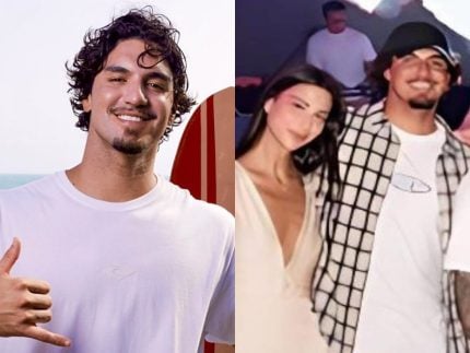 Gabriel Medina surge abraçado com morena misteriosa em festa e agita web