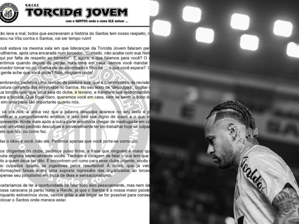 Torcida organizada do Santos se manifesta após discussão de Neymar e Torcedor