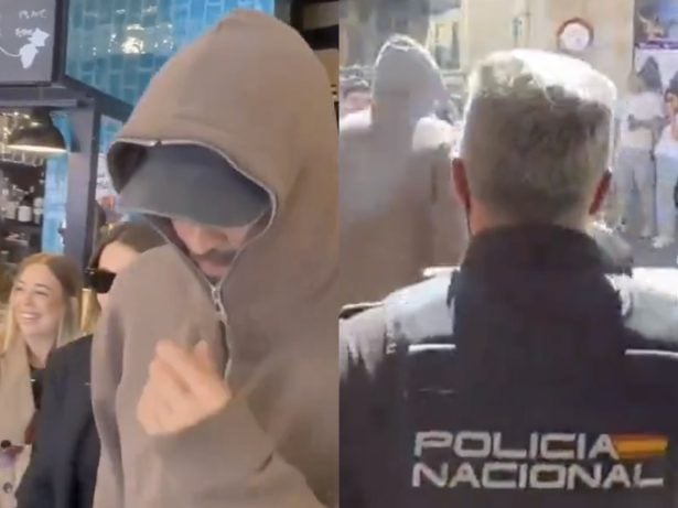 Piqué e Clara Chía são escoltados pela polícia após tumulto em restaurante