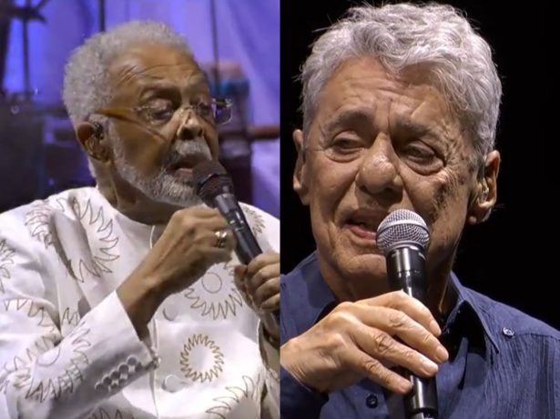 Gilberto Gil recebe Chico Buarque em show no Rio de Janeiro e surpreende a plateia
