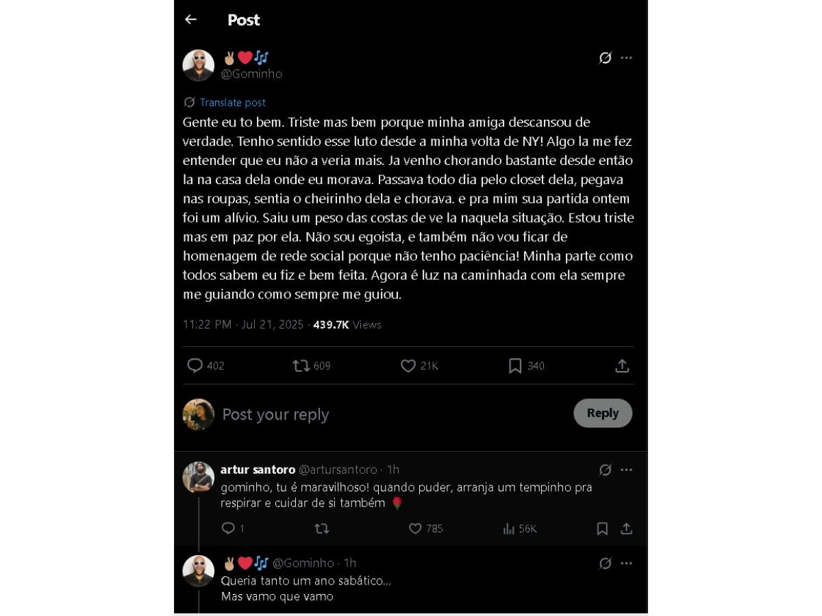 Reprodução X / Gominho