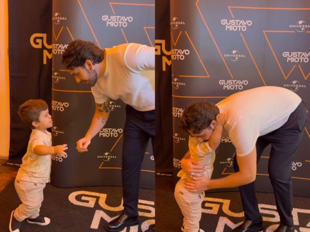Fã mirim encanta ao conhecer Gustavo Mioto e cantar com o artista durante show