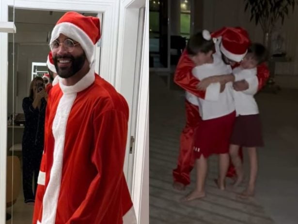 Gusttavo Lima encarna Papai Noel e se transforma no bom velhinho para os filhos