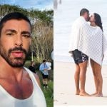 Cauã Reymond é flagrado aos beijos com modelo em praia do Rio