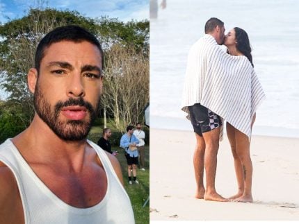 Cauã Reymond é flagrado aos beijos com modelo em praia do Rio