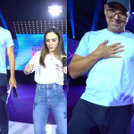 Tatá Werneck ensina Tadeu a dançar “É o Tchan” nos ensaios do “Prêmio Multishow”