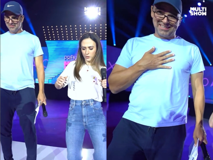 Tatá Werneck ensina Tadeu a dançar “É o Tchan” nos ensaios do “Prêmio Multishow”