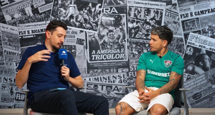 Marcelo Hazan entrevistou Soteldo e Nonato, do Fluminense, para a cobertura do Paramount+ na Libertadores