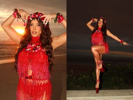 De crochê e brilho! Jaquelline Grohalski é coroada musa da Grande Rio