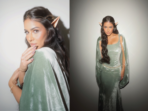Giullia Buscaccio encarna elfa lendária em noite de glamour em baile de halloween