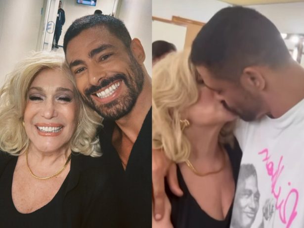 Cauã Reymond recebe carinho de Susana Vieira em bastidores de show