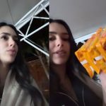 De cobertor, Bruna Biancardi cruza mansão de Neymar atrás de macarrão instantâneo