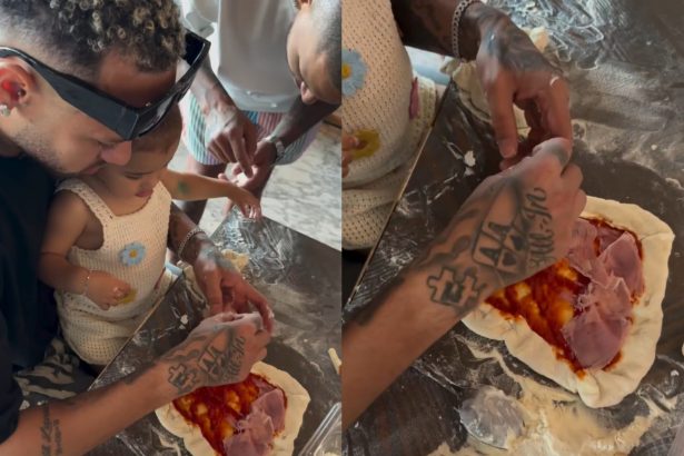 Neymar ataca de chef e prepara pizza com os filhos e Biancardi no último dia do ano