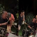 Galvão Bueno mostra talento na bateria enquanto fuma charuto no Réveillon