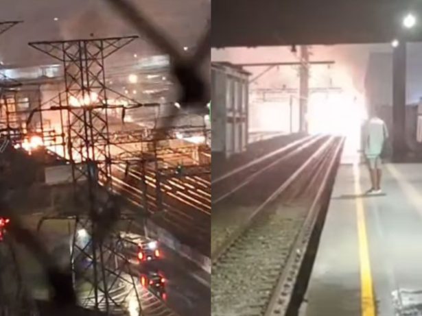 Incêndio atinge SuperVia e paralisa trens na Zona Norte do Rio de Janeiro